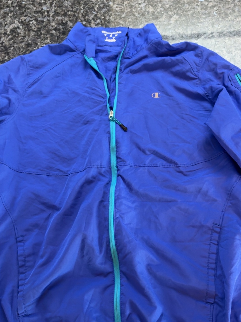 Champion Kids Royal Blue Zip-Up Windbreaker with Teal Trim